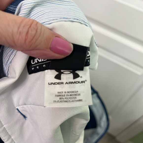 Under Armour Performance Blue Plaid Polyester Blend Shorts Size 40R. - Picture 7 of 7